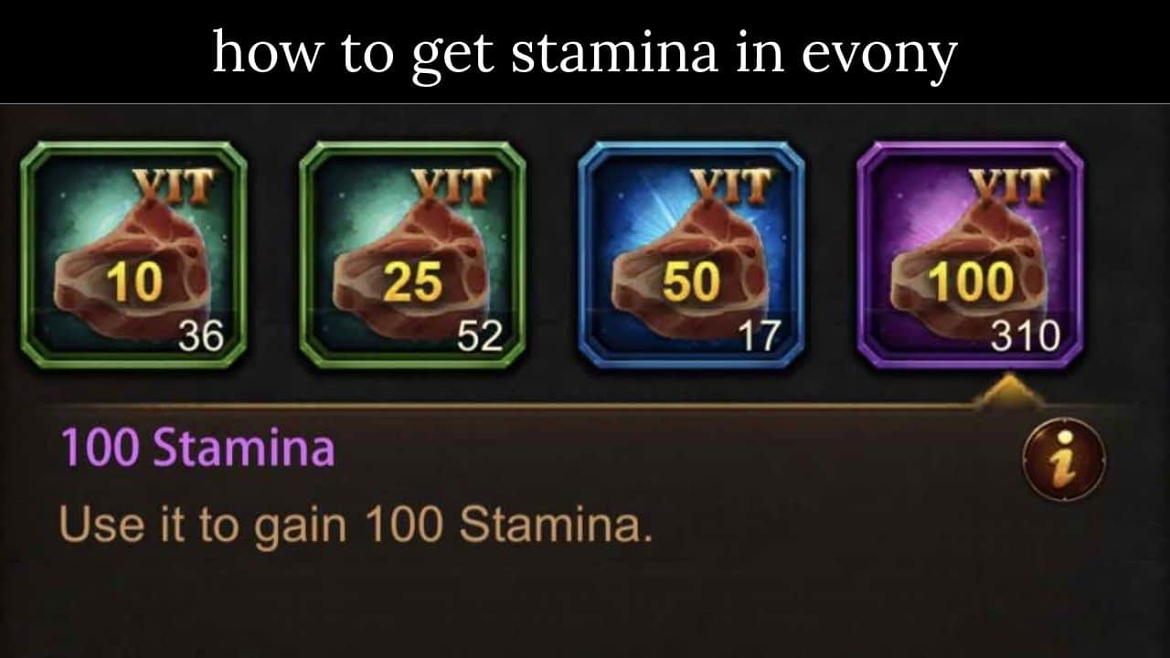 how to get stamina in evony